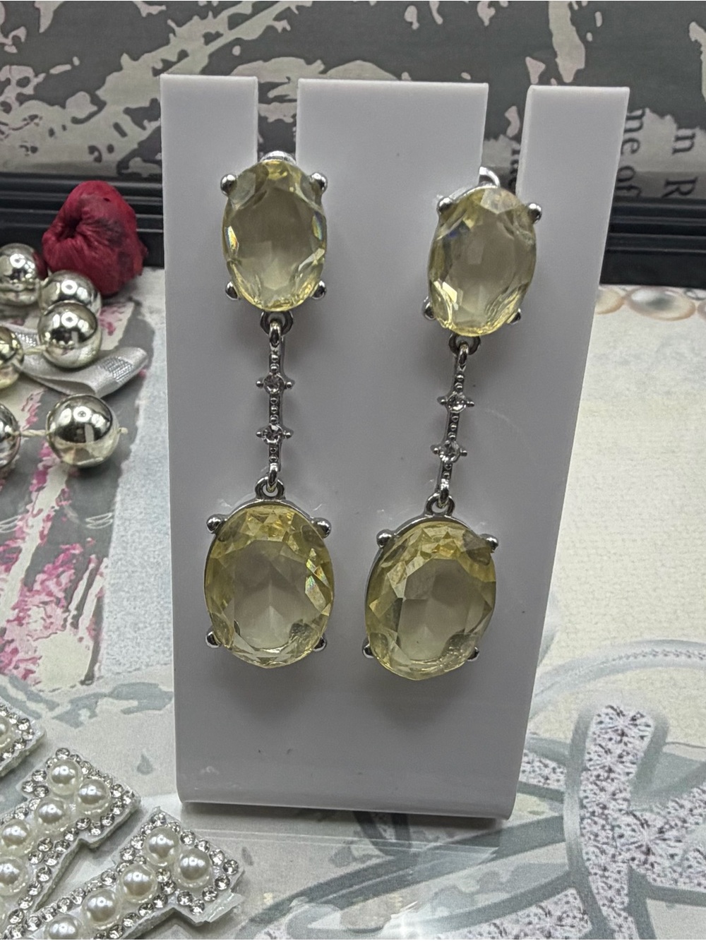 Yellow Crystal Drop Dangle Earrings - Women Jewelry